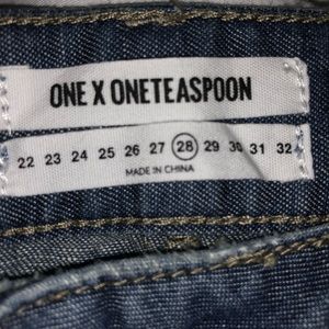 Distressed denim jean skirt with high slit nwt!